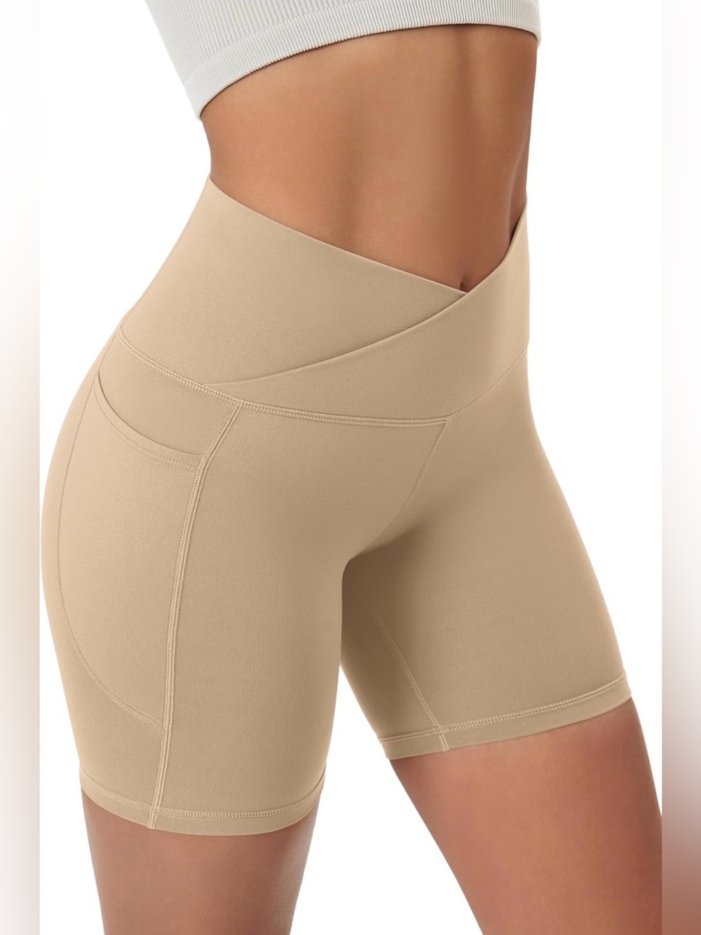 S54 NWT ODODOS Cloud Feel Cross Waist Yoga Shorts with Pockets - Size: Small